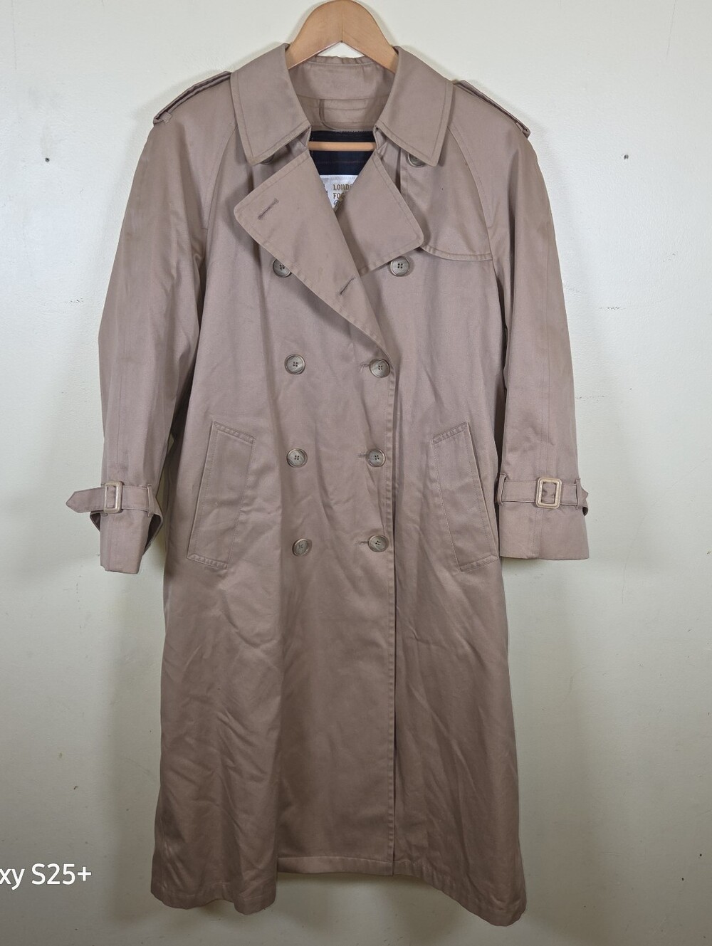 London Fog Vintage Tan Trench Coat Women’s Size 8 Petite Plaid Zip Liner USA